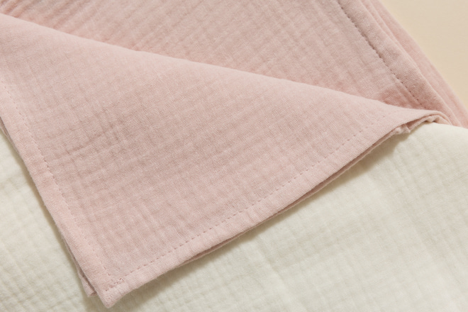 Lot de 2 Langes en Mousseline 75x75cm- Rose et Creme