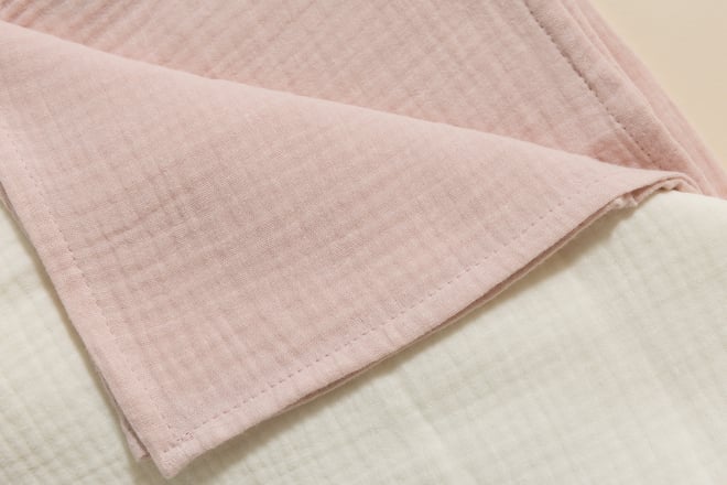 Set 2 2 Musselin-Tüchern - Rosa und Creme