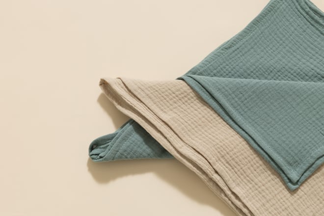 Lot de 2 Langes en Mousseline 75x75cm - Beige et Olive