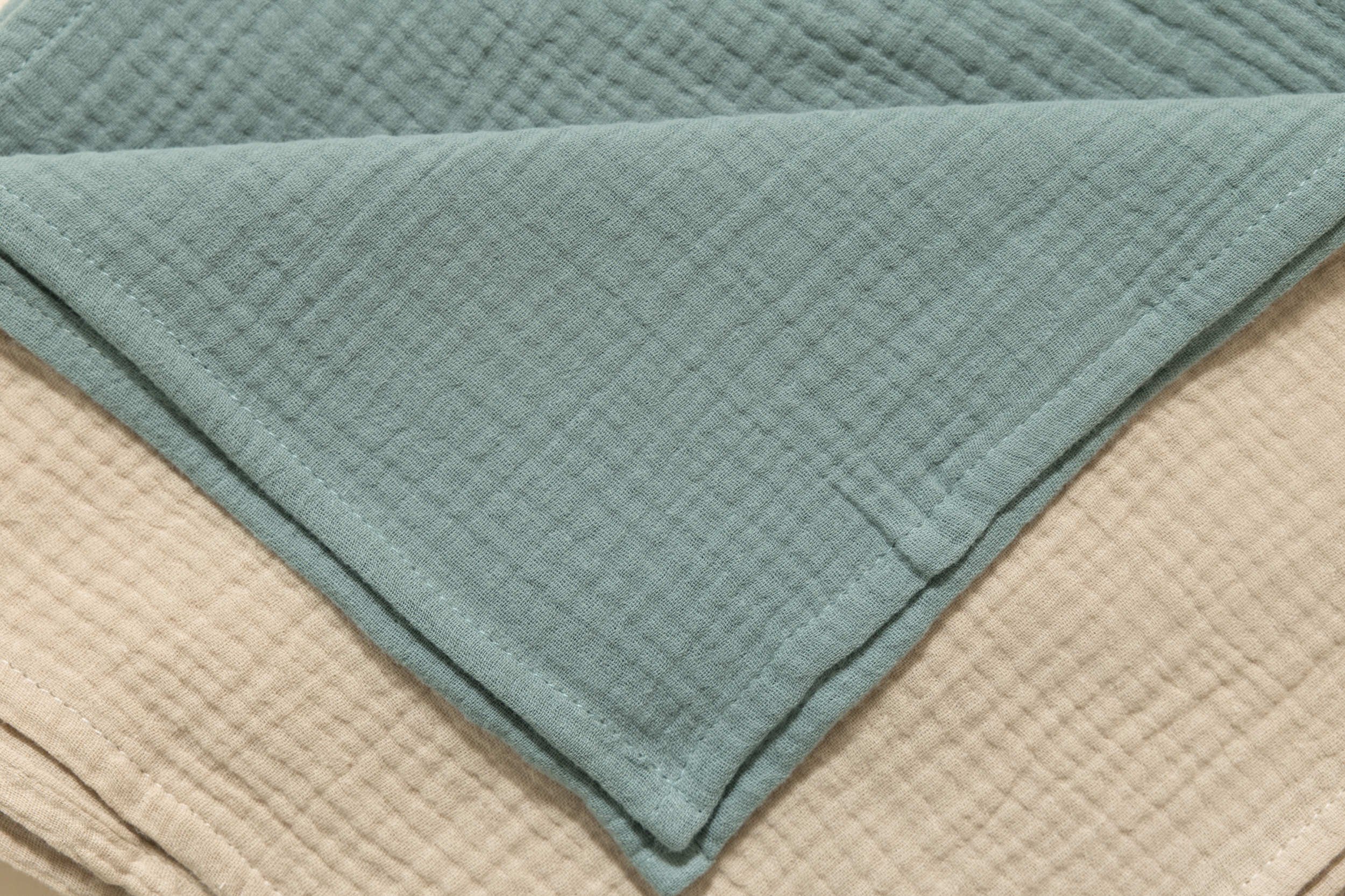 Set 2 2 Musselin-Tüchern - Beige und Olive Set 2 2 Musselin-Tüchern - Beige und Olive