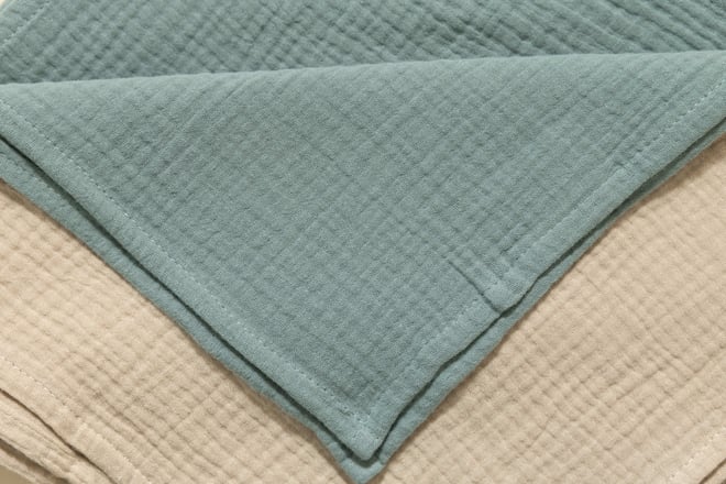 Lot de 2 Langes en Mousseline 75x75cm - Beige et Olive
