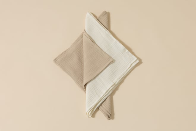 Conjunto de 2 Muselinas - Beige y Crema