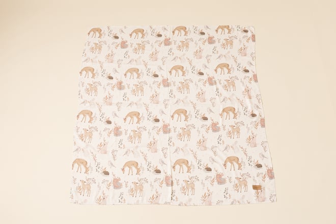 Lange XL en Bambou Forest Friends Beige 120x120cm