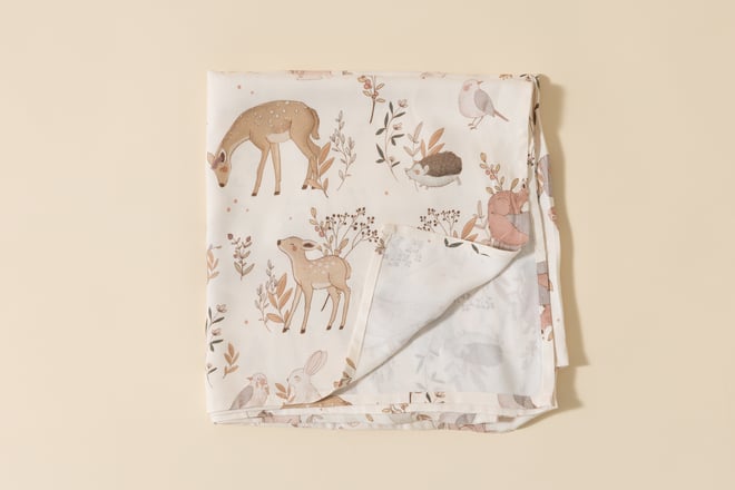 Lange XL en Bambou Forest Friends Beige 120x120cm
