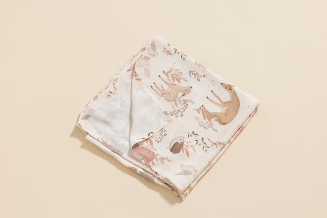 Lange XL en Bambou Forest Friends Beige 120x120cm