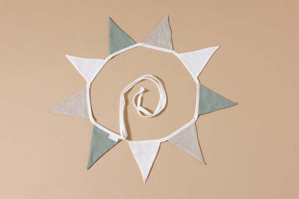 Leinen Dreiecke Girlande Weiß und Grün