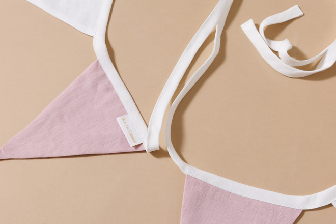 Linen Triangles Garland White and Powder Pink
