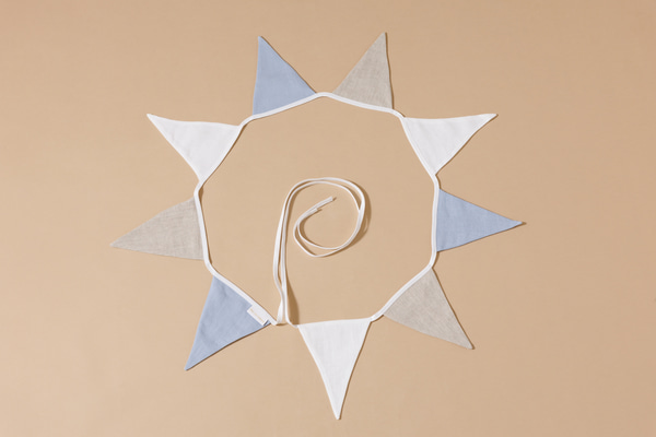 Leinen Dreiecke Girlande Weiß und Blau