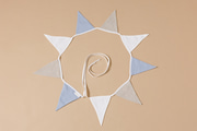 Linen Triangles Garland White and Blue