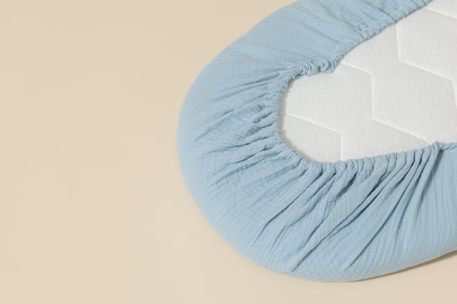 Lençol de Muselina Ajustável para Moisés - Azul