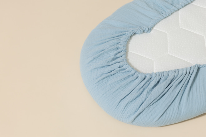 Muslin Fitted Sheet for Moses Basket - Blue