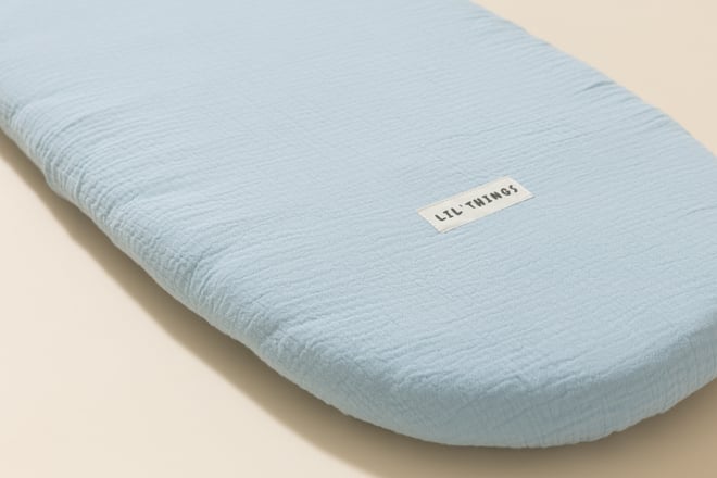 Lençol de Muselina Ajustável para Moisés - Azul