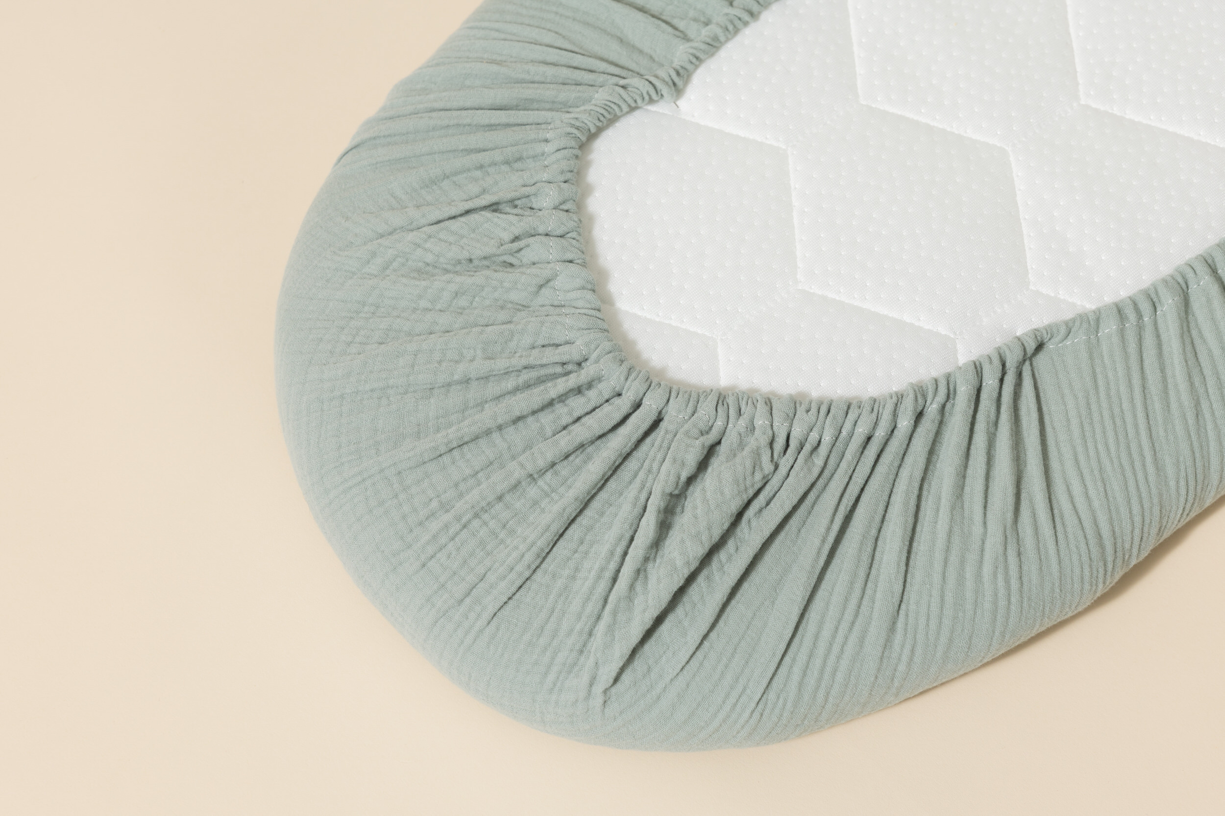 Muslin Fitted Sheet for Moses Basket - Mint Muslin Fitted Sheet for Moses Basket - Mint