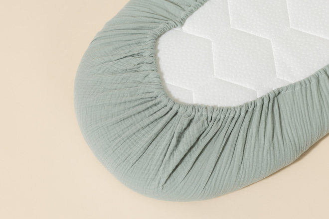 Muslin Fitted Sheet for Moses Basket - Mint