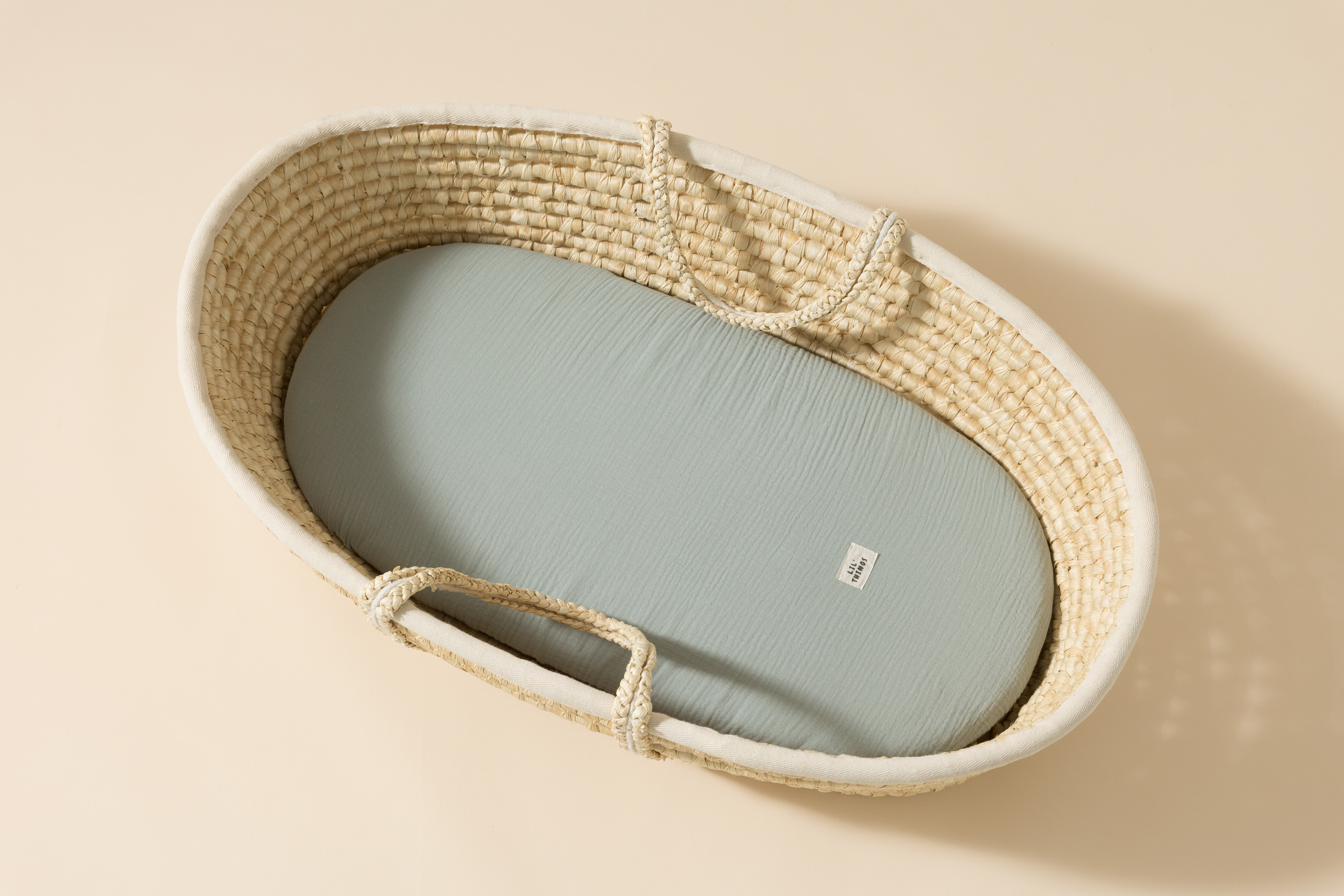 Muslin Fitted Sheet for Moses Basket - Mint Muslin Fitted Sheet for Moses Basket - Mint