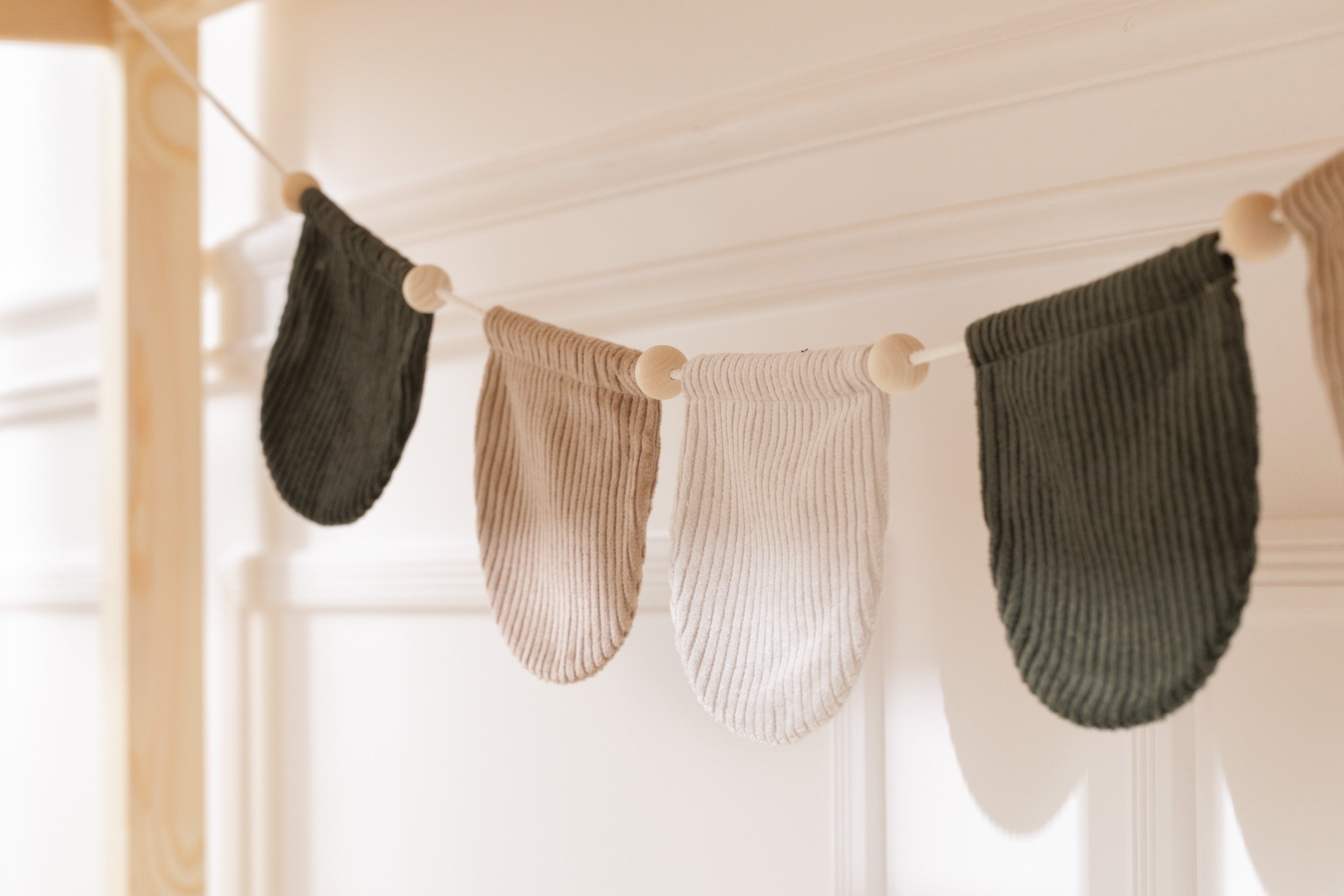 Corduroy Semi-Circles Garland Cappuccino and Bottle Green Corduroy Semi-Circles Garland Cappuccino and Bottle Green