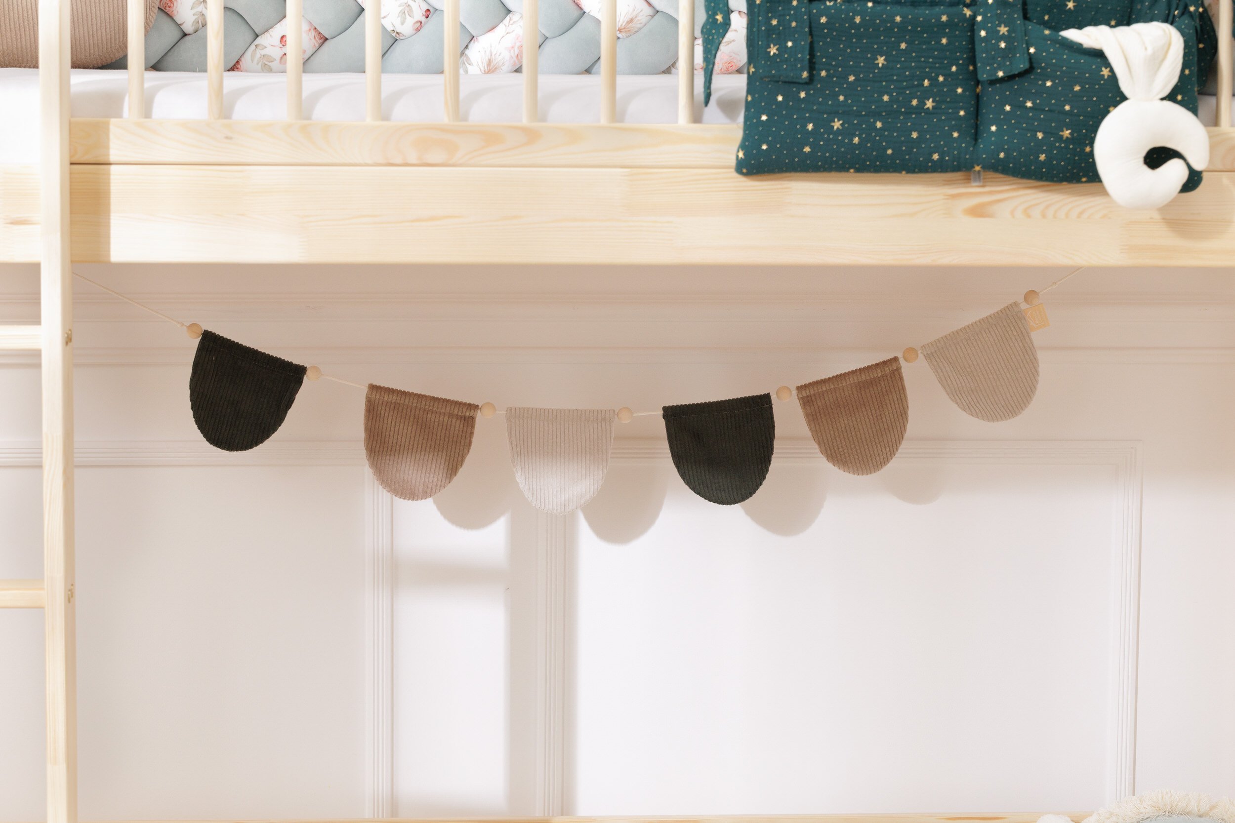 Corduroy Semi-Circles Garland Cappuccino and Bottle Green Corduroy Semi-Circles Garland Cappuccino and Bottle Green