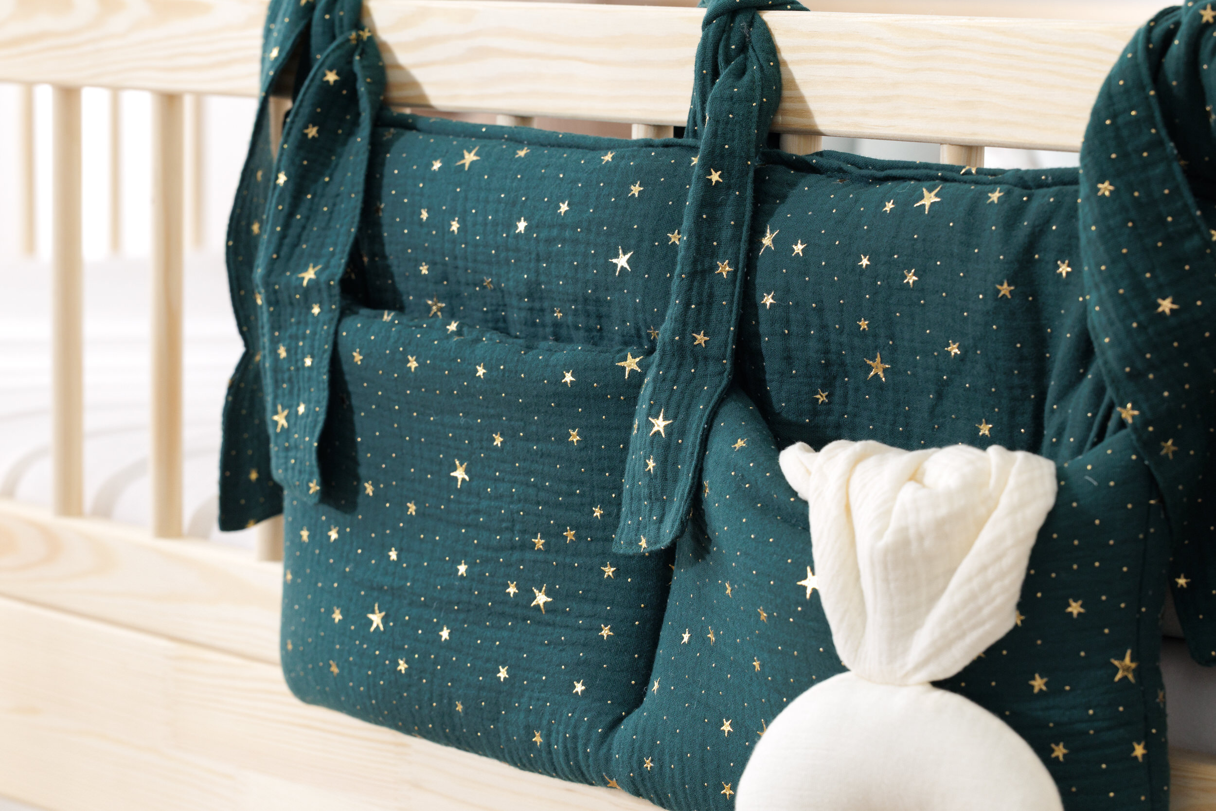 Tasca per letto - Verde Scuro con Stelle Dorate Tasca per letto - Verde Scuro con Stelle Dorate