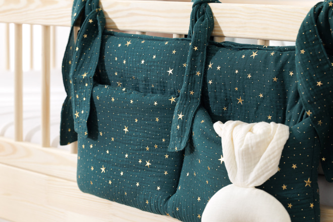 Bolsa de Almacenamiento Cama - Verde oscuro y estrellas doradas