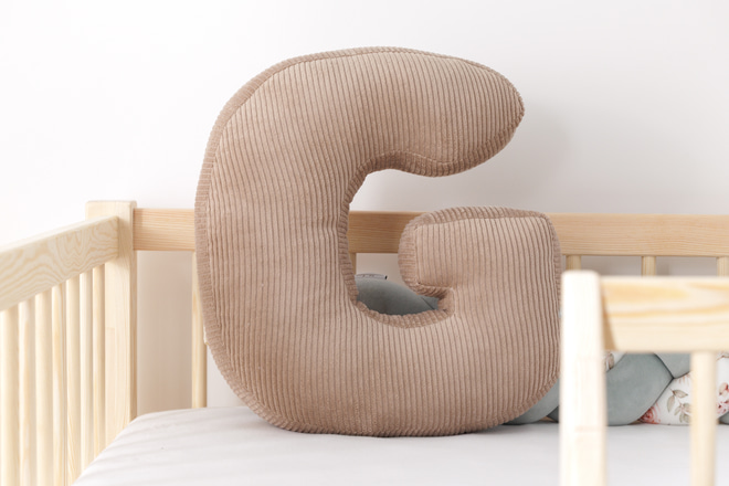 Coussin Lettre G - Velours Côtelé Cappuccino