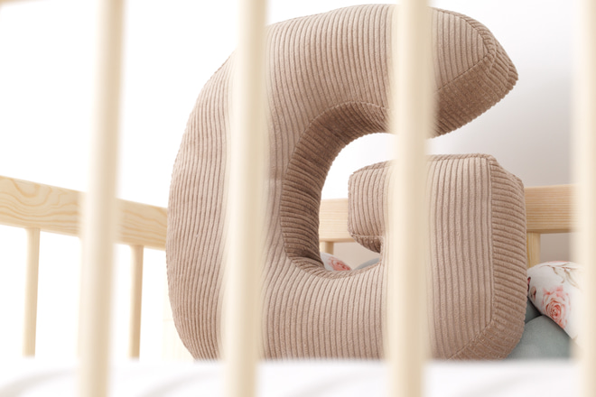 Coussin Lettre G - Velours Côtelé Cappuccino