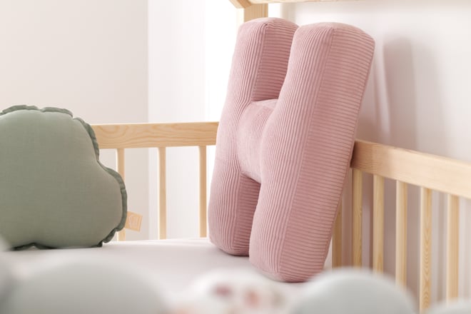 Letter Cushion H - Pink Corduroy