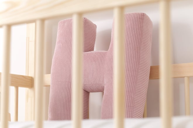 Letter Cushion H - Pink Corduroy