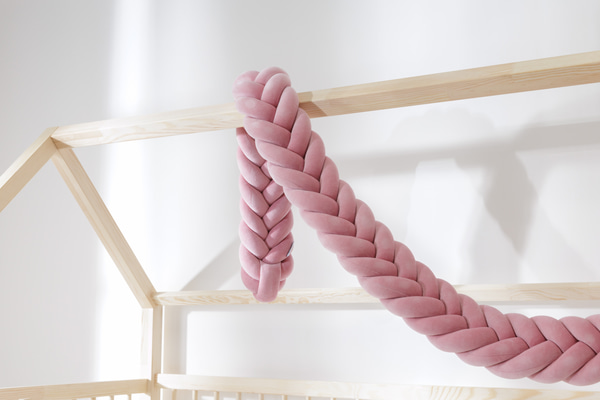 Paracolpi Intrecciato Treccia a Spina di Pesce Rosa Antico