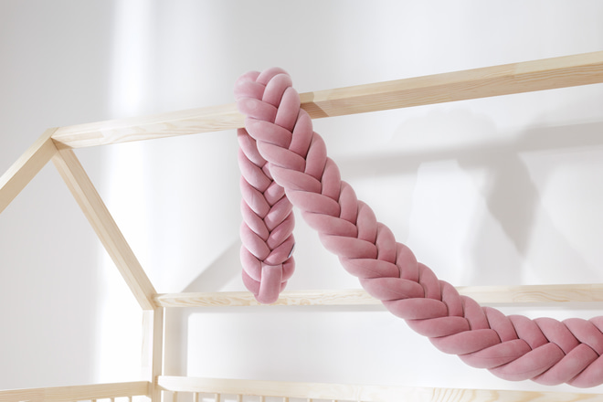 Paracolpi Intrecciato Treccia a Spina di Pesce Rosa Antico