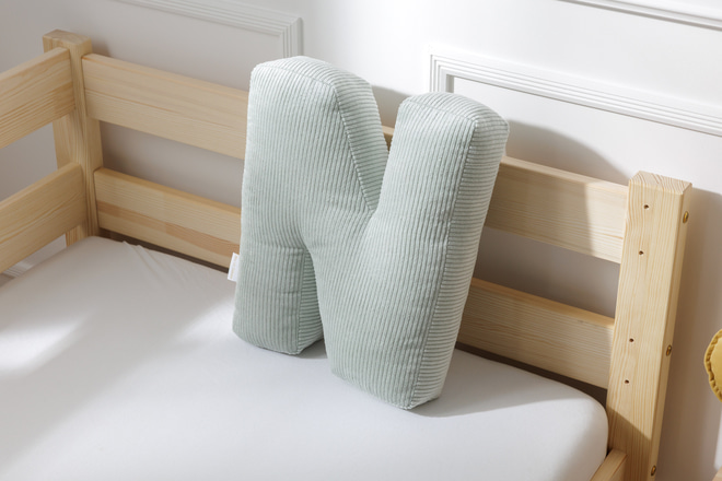 Letter Cushion N - Water Green Corduroy