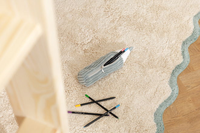 Trousse à Crayons en Velours Côtelé Peppermint