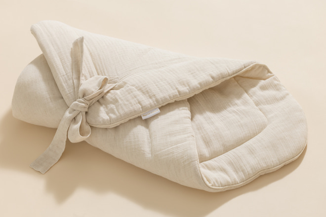 Babyschlafsack aus Leinen undMusselin - Natur