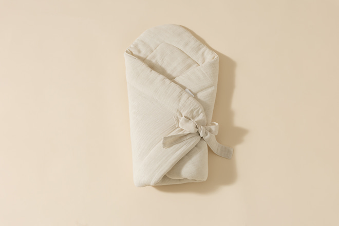 Babyschlafsack aus Leinen undMusselin - Natur
