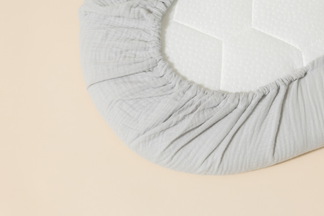 Muslin Fitted Sheet for Moses Basket - Grey