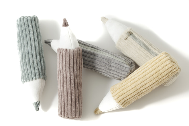 Magenta Grey Corduroy Pencil Case