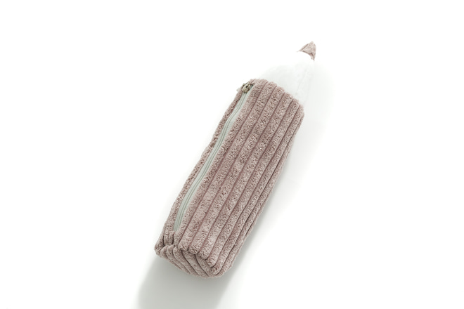 Magenta Grey Corduroy Pencil Case