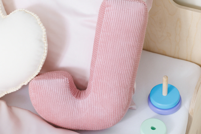 Letter Cushion J - PinkCorduroy