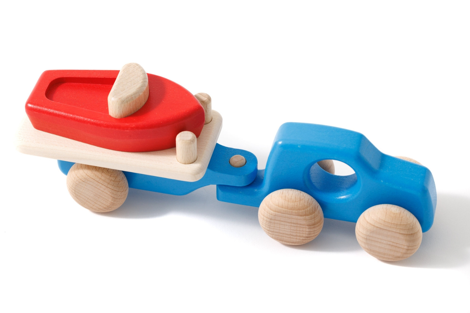 Jouet en bois - Voiture Remorque avec Bâteau Jouet en bois - Voiture Remorque avec Bâteau