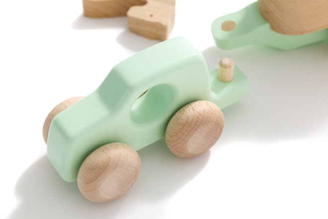 Jouet en bois - Voiture Remorque avec Cheval en bois