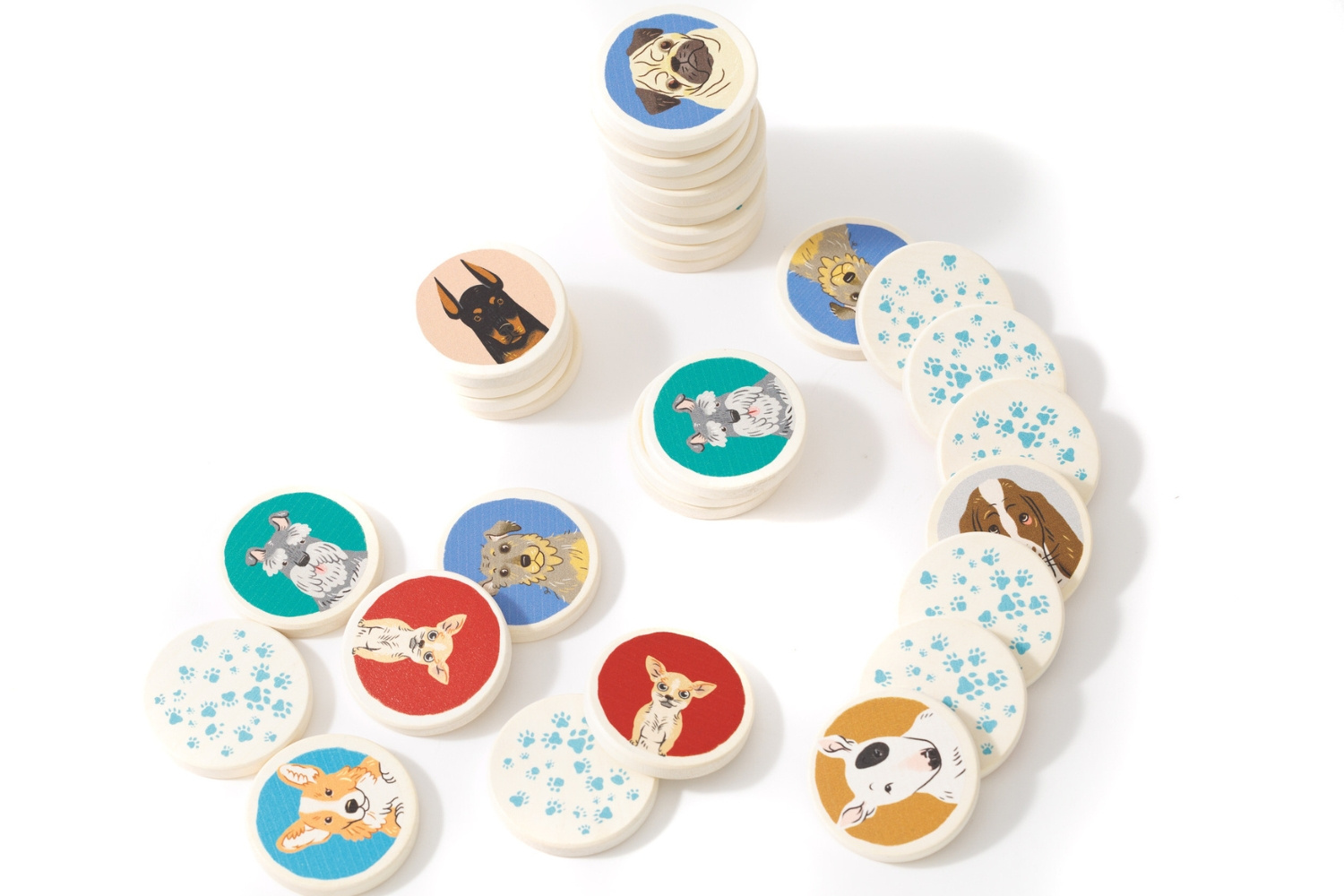 Jouet En Bois - Jeu de Mémoire Race de Chiens Jouet En Bois - Jeu de Mémoire Race de Chiens