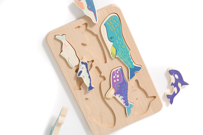 Jouet En Bois - Trieur Famille de Baleine