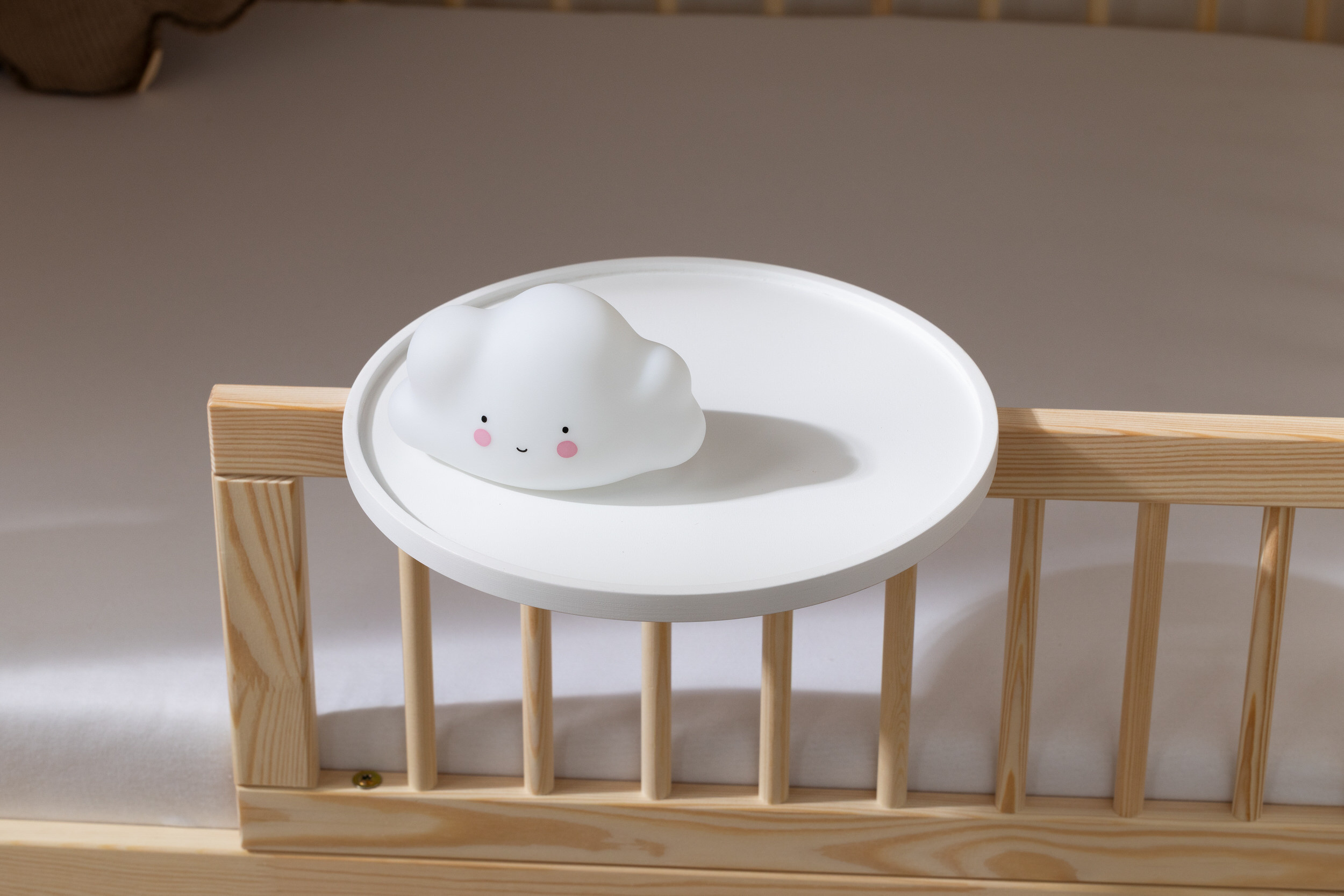 Round Wooden Bedside Table - White Round Wooden Bedside Table - White