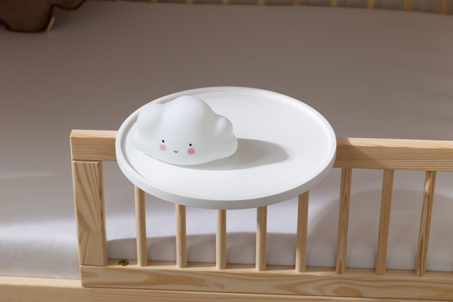 Round Wooden Bedside Table - White