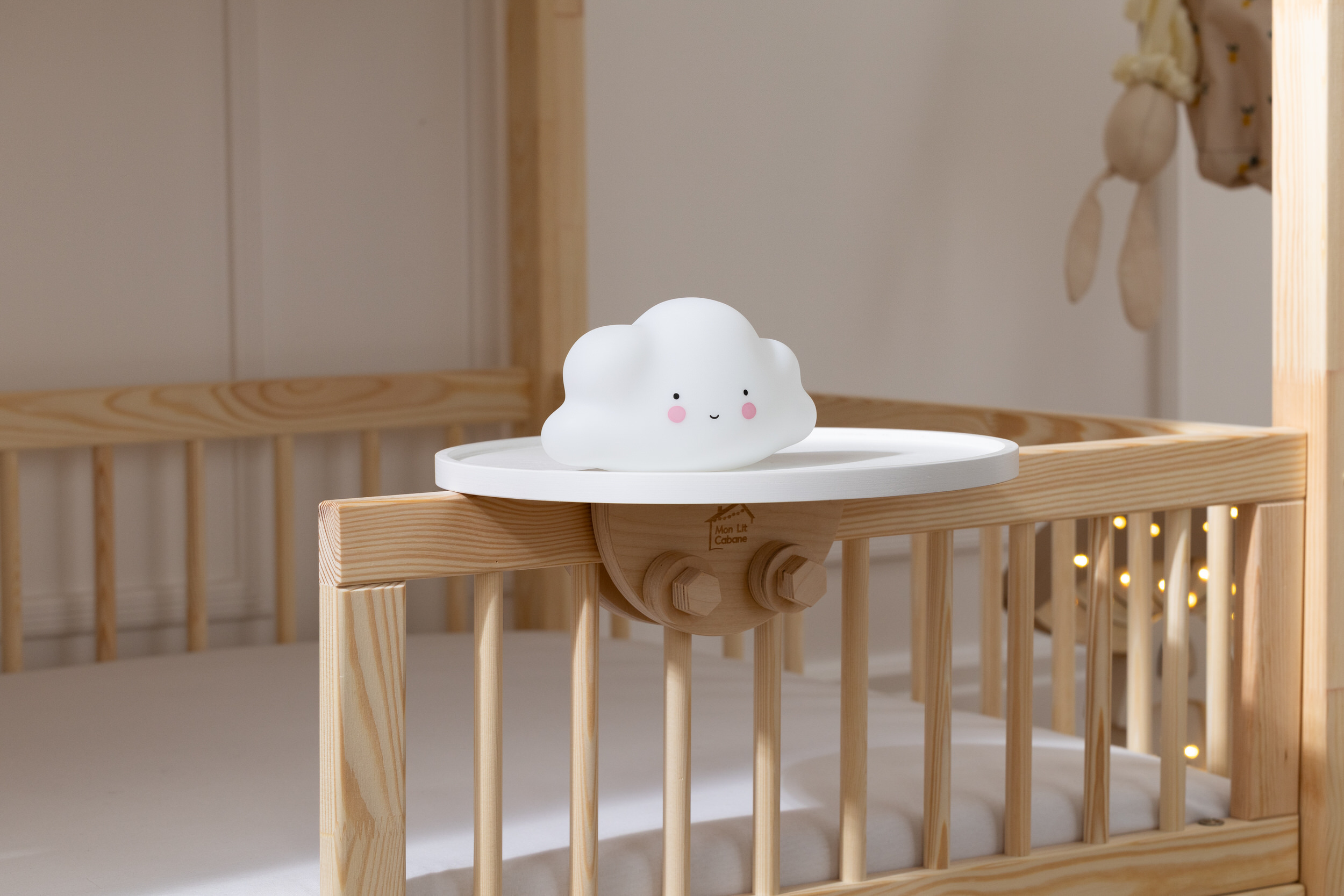Round Wooden Bedside Table - White Round Wooden Bedside Table - White