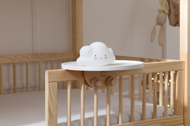Round Wooden Bedside Table - White