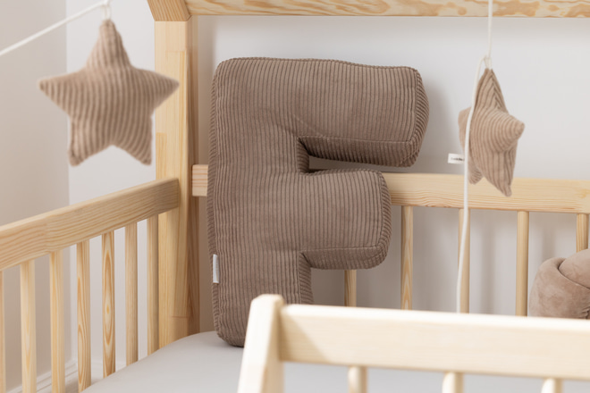 Letter Cushion F - Cappuccino Corduroy