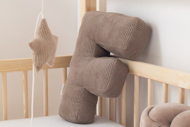 Letter Cushion F - Cappuccino Corduroy