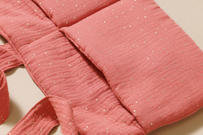 Tasca per letto - Corallo con pois dorati