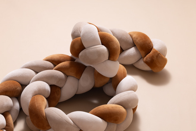 Cappuccino, Beige and Cinnamon Bed Bumper - 3 Ropes