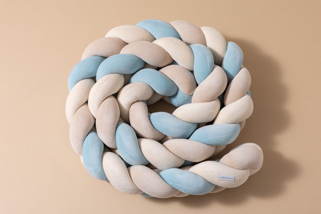 Bettschlange 3 Kordeln Ice Blue, Mandel, Beige